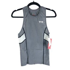 TYR Mens Carbon Tank Top Triathlon Moisture Wicking UPF 50+ Gray XS